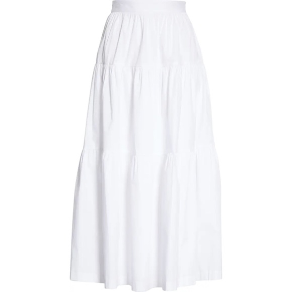 Staud Tiered Stretch Cotton Maxi Skirt - Picture 2 of 11